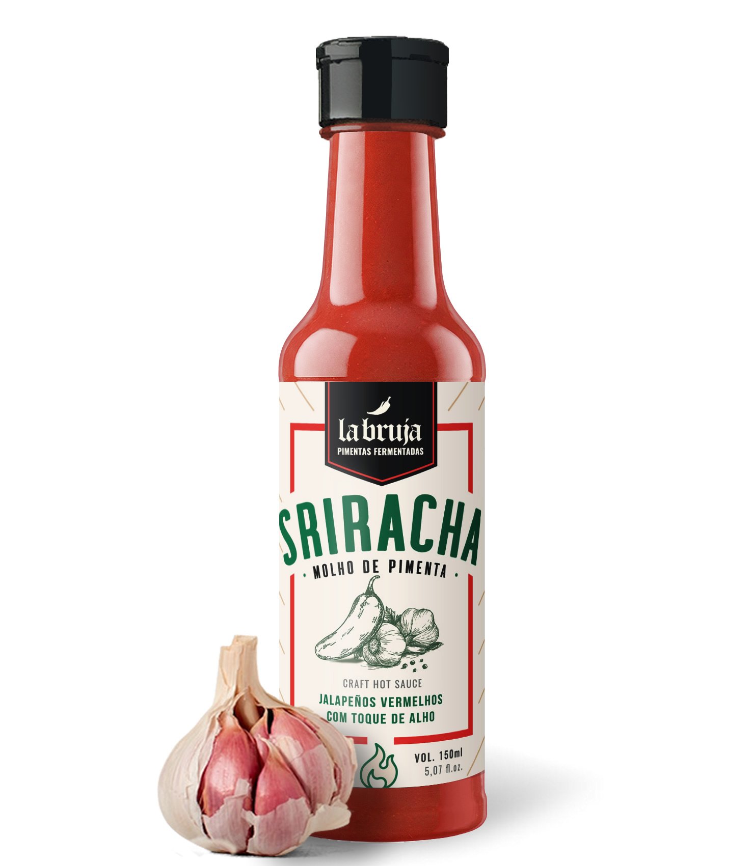 Molho de pimenta Sriracha LaBruja 150ml - Jalapeno com toque de alho